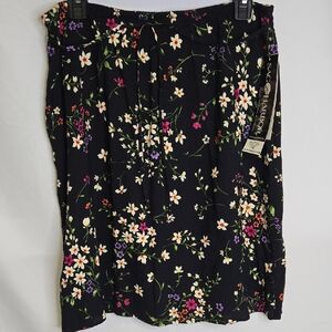 Y2k Sag Harbor Petites Floral Skirt, Black, Women's Size Medium Petite‎